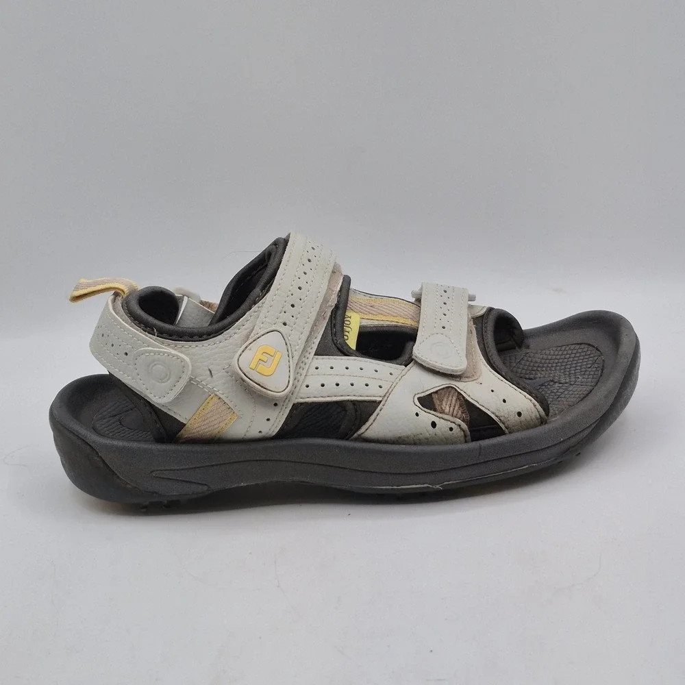 FootJoy Golf Sandals Men's 9‎ Medium White Gray Cleated Softspikes Style 48444